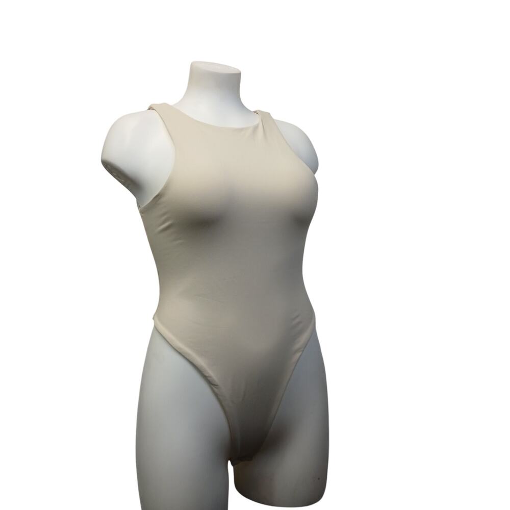 Lizette Collection Womens L Beige Nude Sleeveless One Piece Bodysuit